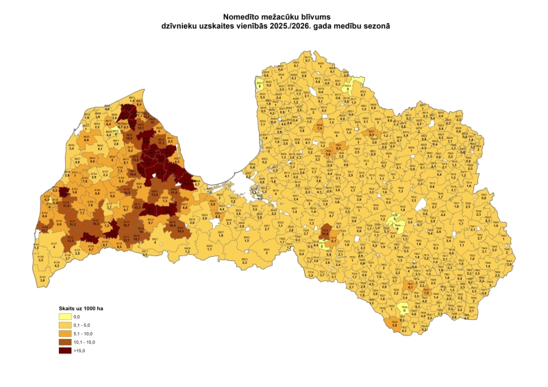 Mežacūku karte nomedīti