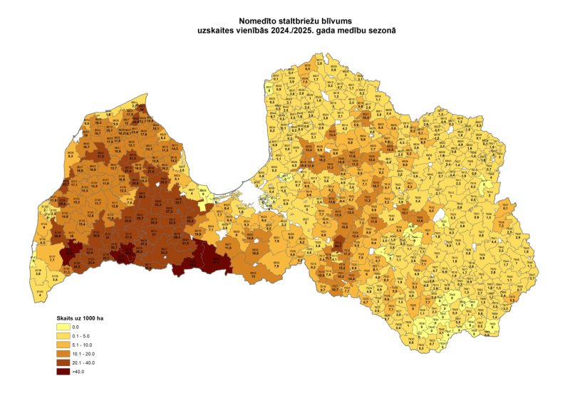 Karte ar nomedīto Aļņu skaitu