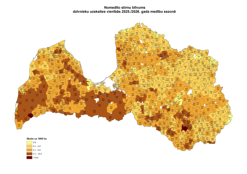 Karte ar nomedītajām stirnām