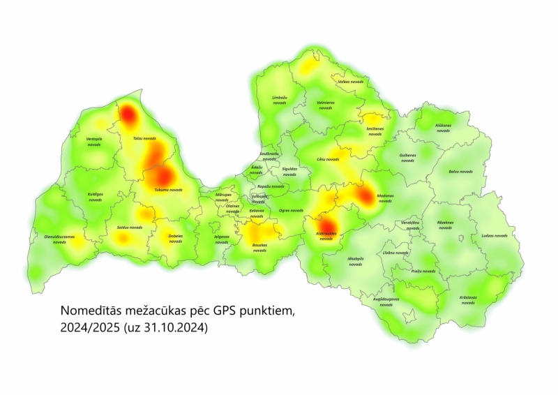 karte ar nomedītām mežacūkām 2024./2025.