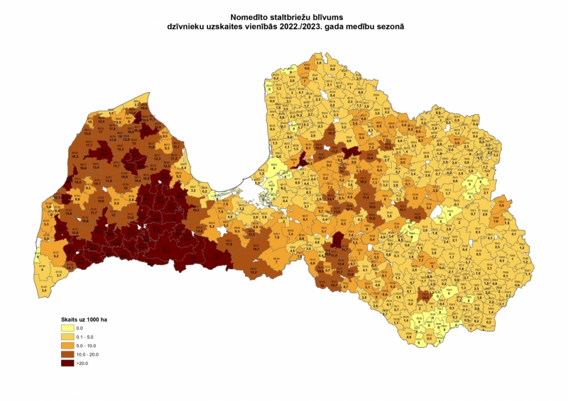 Nomedīto statlbriežu karte