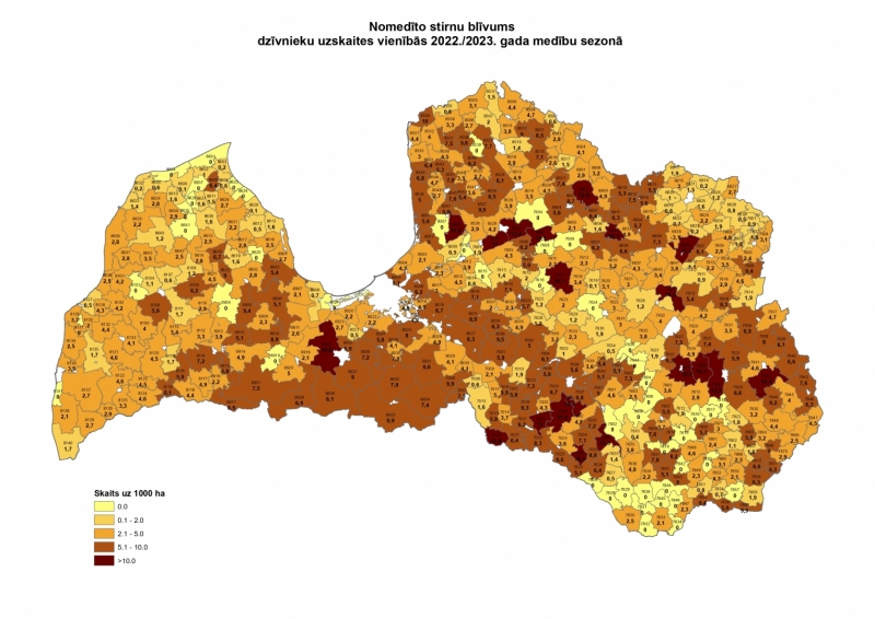 Nomedīto stirņu karte