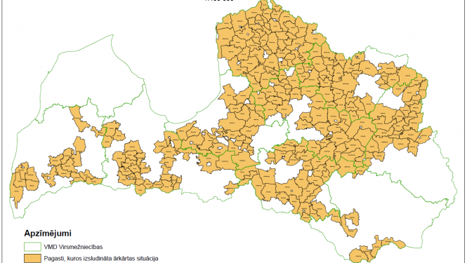 Administratīvās teritorijas, kurās izsludināta ārkārtas situācija saistībā ar egļu astoņzobu mizgrauža savairošanos